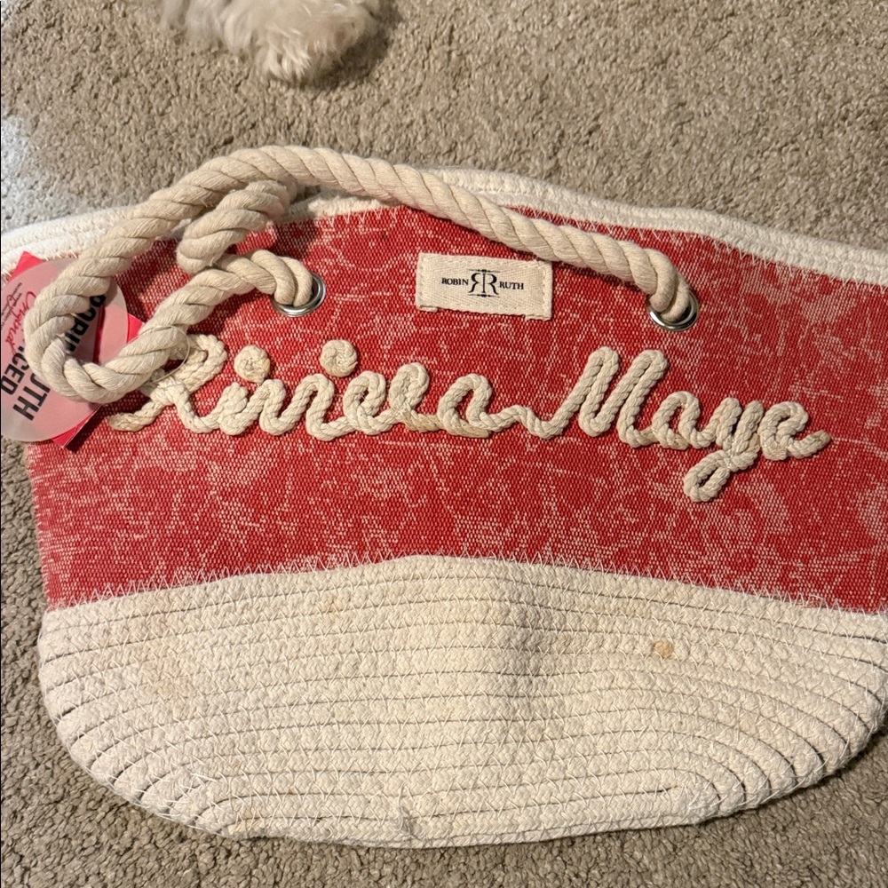 Riviera Red and Cream Tote Bag